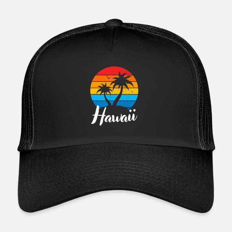 Tropical Summer Vacation Palms Retro Hawaii Casquette trucker 