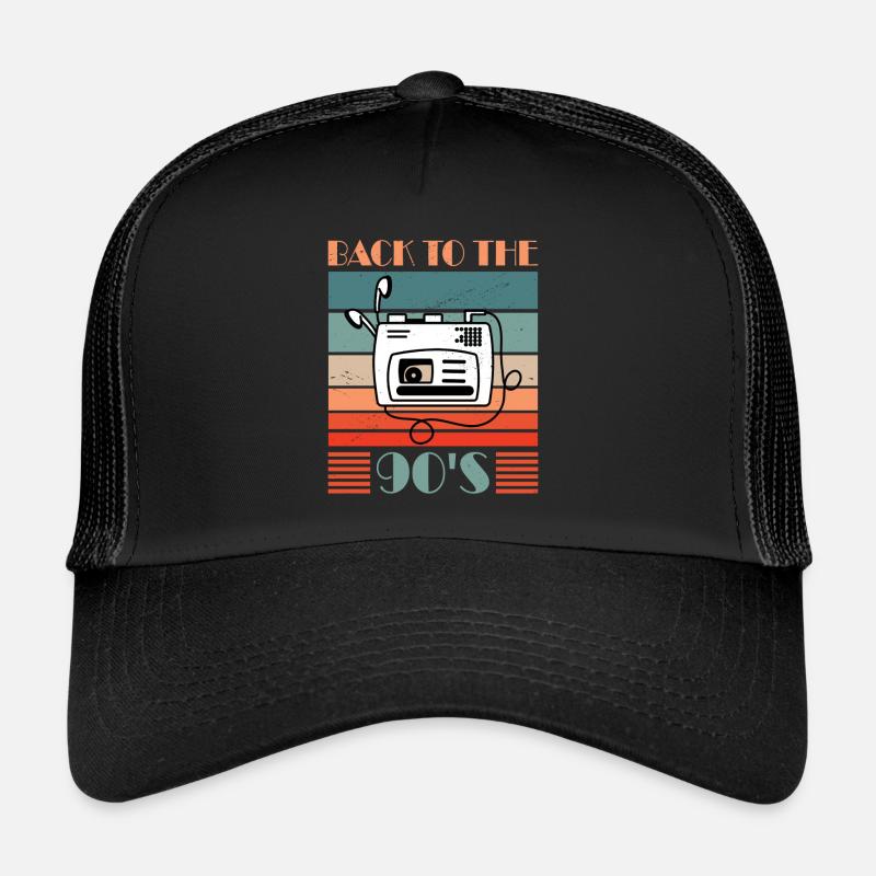 Walkman Back to the 90s - Geschenkidee - Trucker Cap - Schwarz/Schwarz