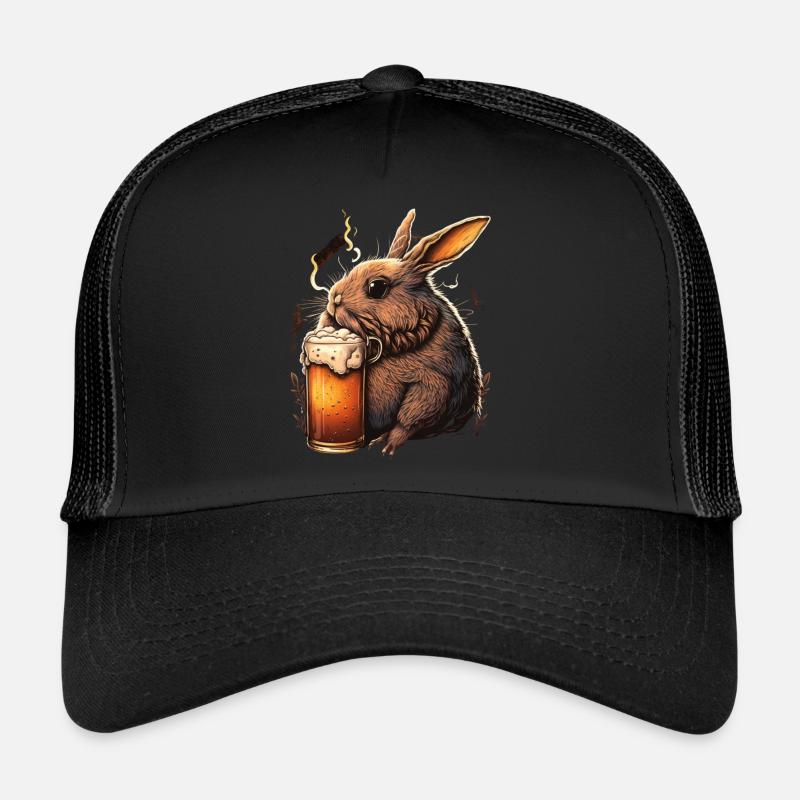 Coole Hase mit Bier Illustration Trucker Cap