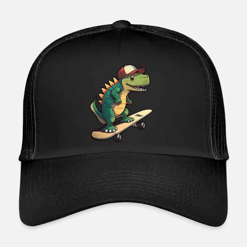 Dino Dinosaur sur skateboard avec casquette Casquette trucker 