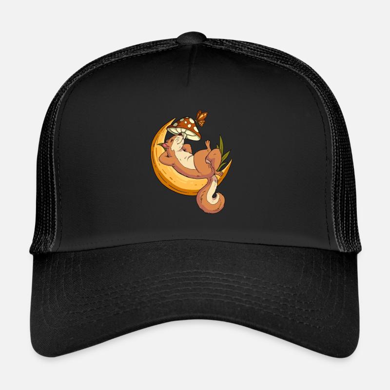 Cottagecore Eichhörnchen - Trucker Cap - Schwarz/Schwarz
