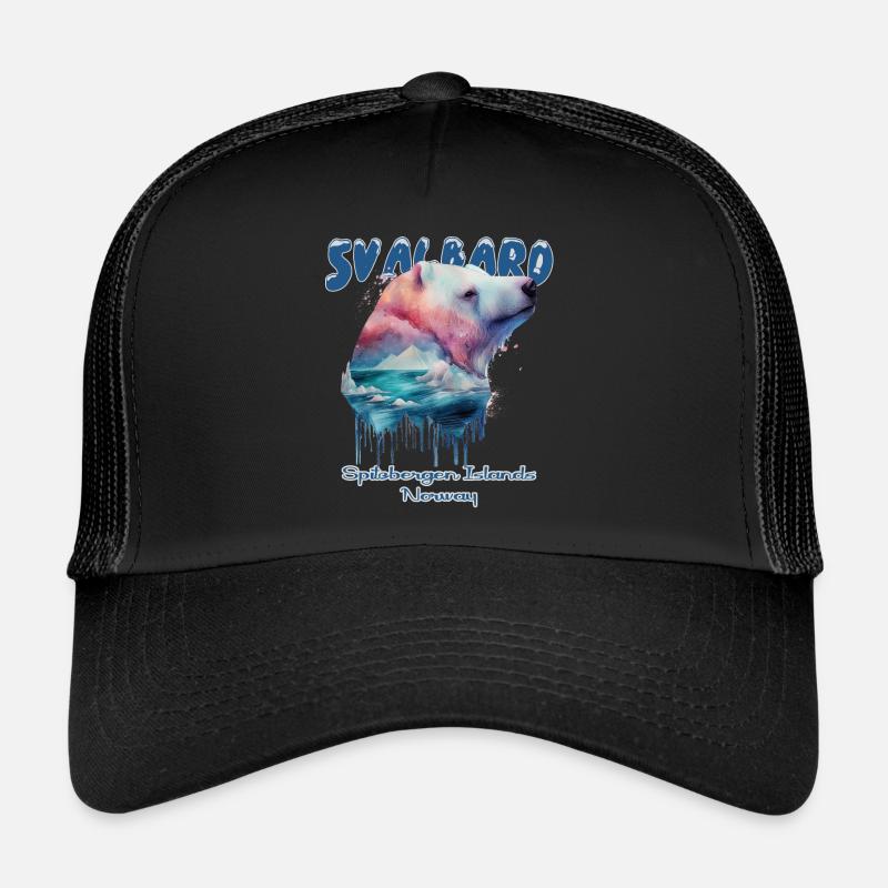 Svalbard Norwegen Spitzbergen Polar Eisbär - Trucker Cap - Schwarz/Schwarz