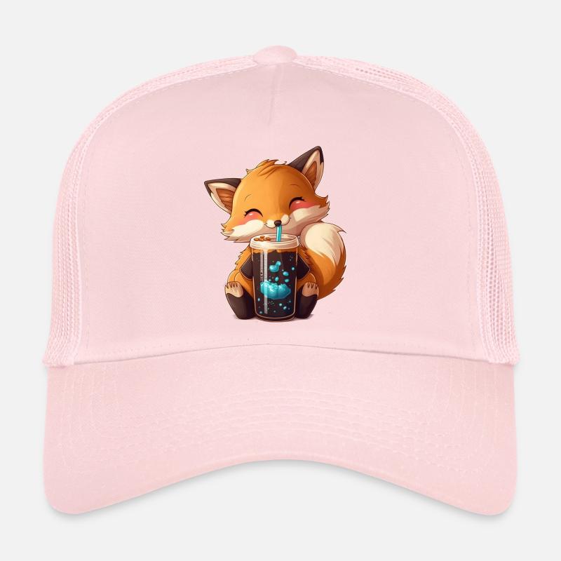 Kawaii Bubble Tea Fox Funny Foxes Trucker Cap