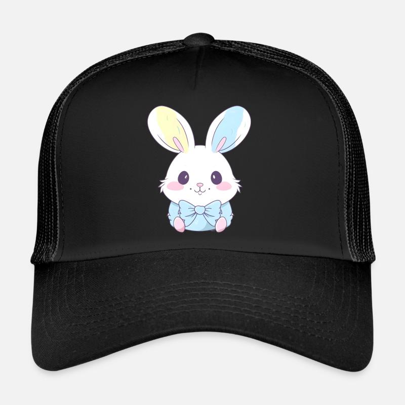 Ostern Hase Bunny Geschenk - Trucker Cap - Schwarz/Schwarz