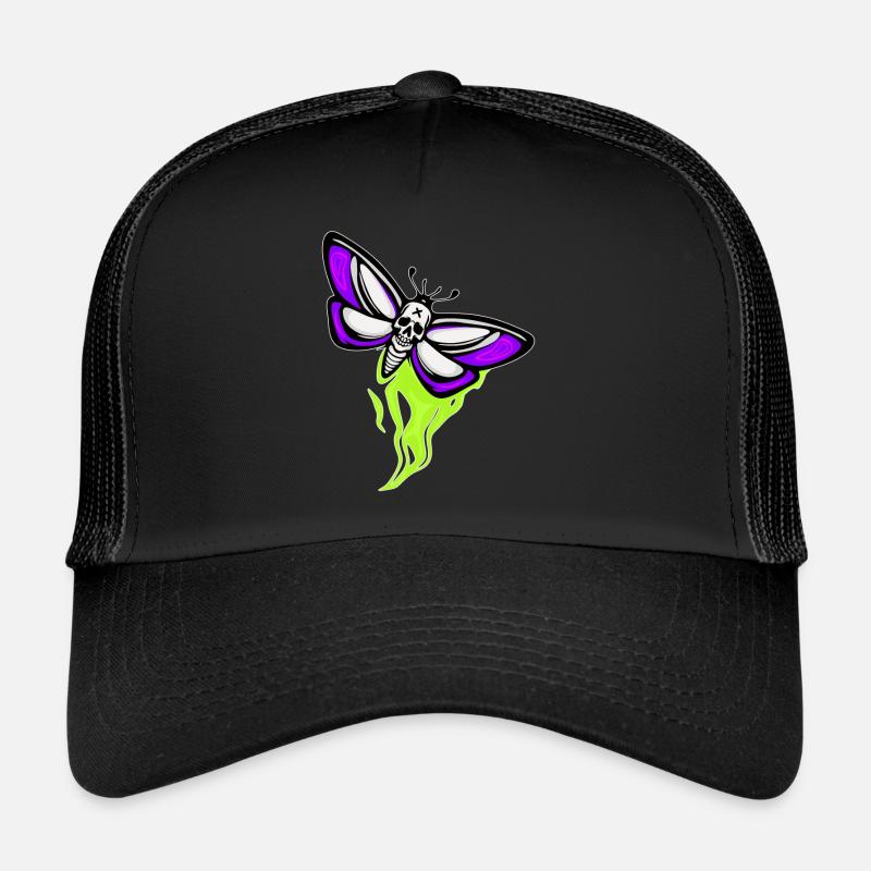 Moth Skull Schaedel - Trucker Cap - black/black