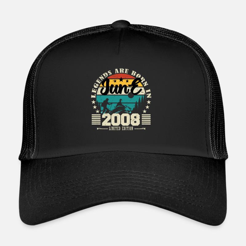 Juni 2008. Geburtstagsgeschenk Juni 2008. Juni. - Trucker Cap - Schwarz/Schwarz