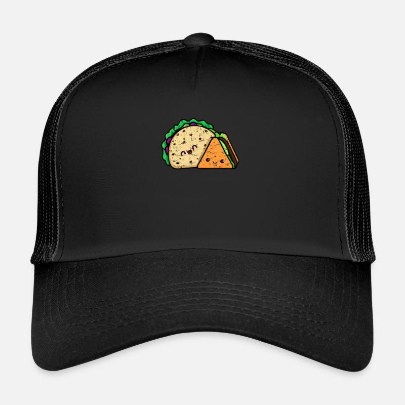 Kawaii Hamburger und Taco Beste Freunde - Trucker Cap - Schwarz/Schwarz