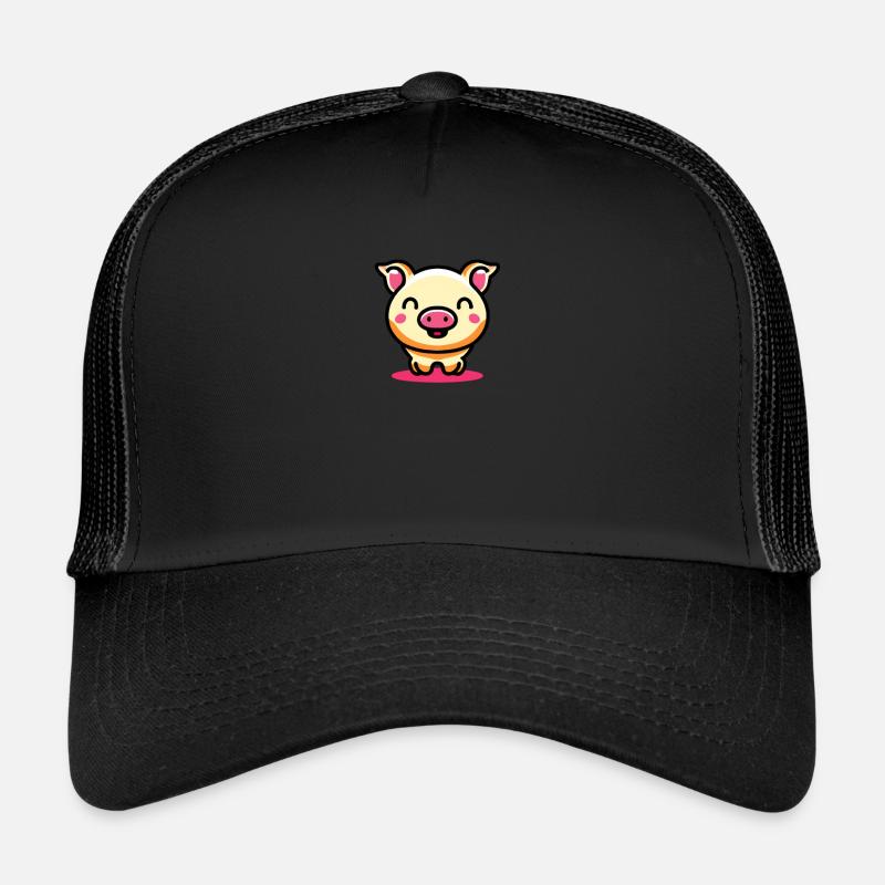 Cute kawaii pig with laughing face Trucker Cap