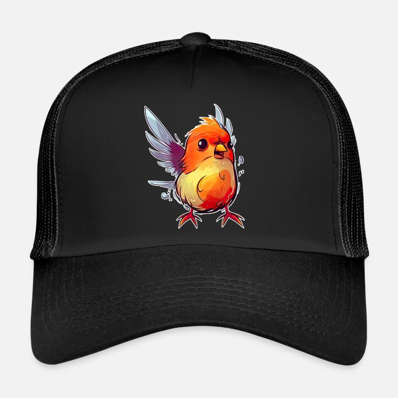 Oiseau rouge arrogant avec un léger surpoids - Casquette trucker  - noir/noir