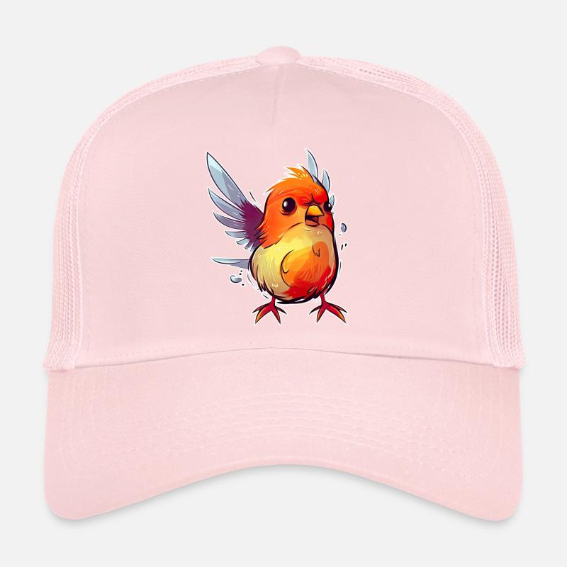 Oiseau rouge arrogant avec un léger surpoids Casquette trucker 