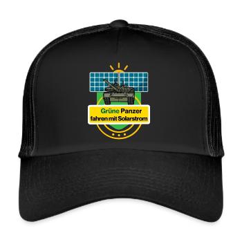 Grüne Panzer fahren mit Solarstrom - Trucker Cap - Schwarz/Schwarz - Vorne