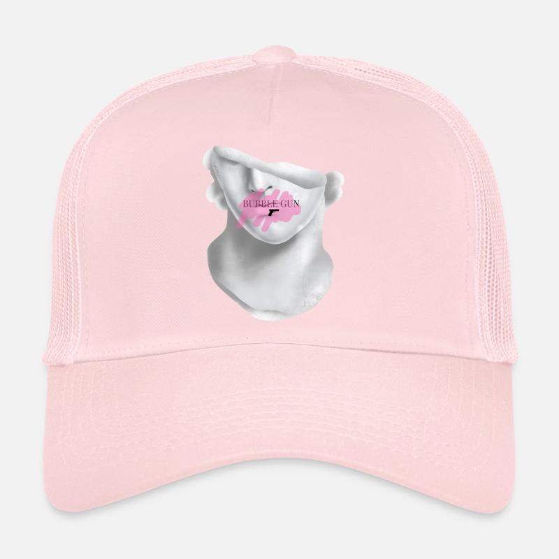 Bubble Gun halbes Gesicht weiße Skulptur hinten Trucker Cap