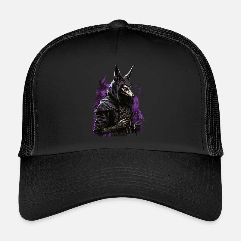 Anubis Totengott Futuristisch Geschenk - Trucker Cap - Schwarz/Schwarz