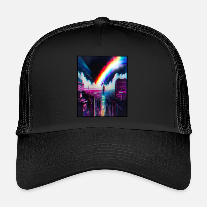 Regenbogen Stadt Skyline Art Trucker Cap