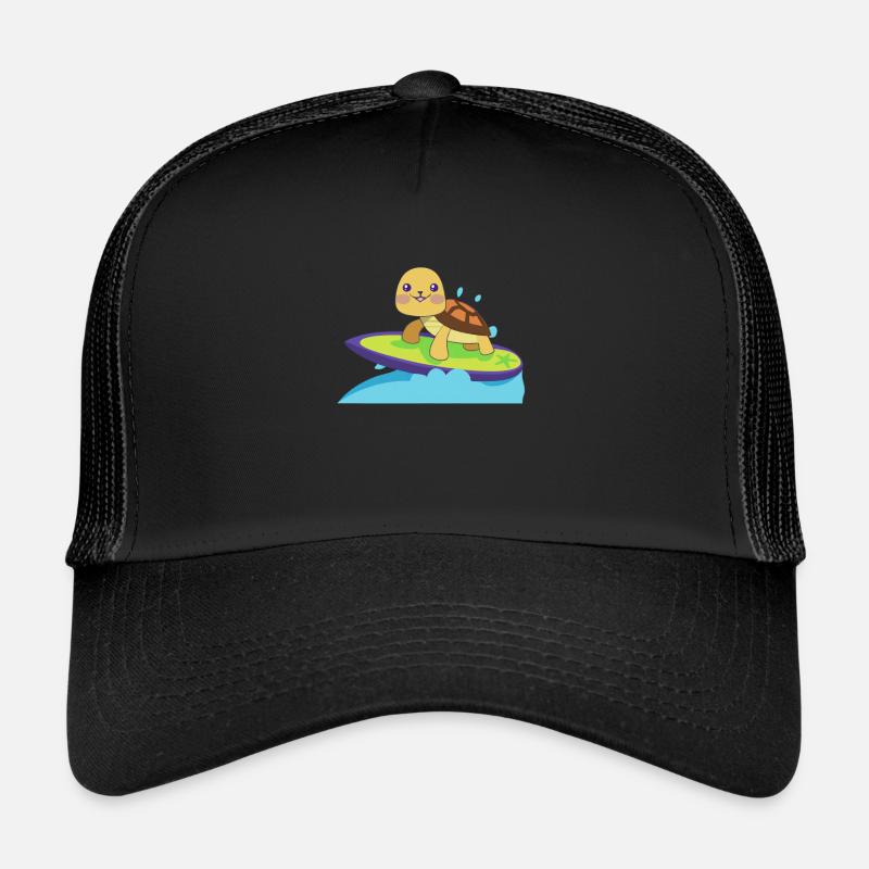 Turtle on surfboard Trucker Cap