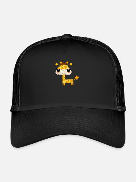 Mignonne girafe kawaii - Casquette trucker  - noir/noir - Devant