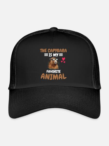 Capybara Animal Cadeau Animal Préféré Capybara - Casquette trucker  - noir/noir - Devant