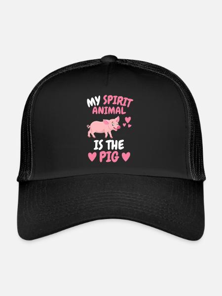Animal fermier Mon animal spirituel est le cochon - Casquette trucker  - noir/noir - Devant