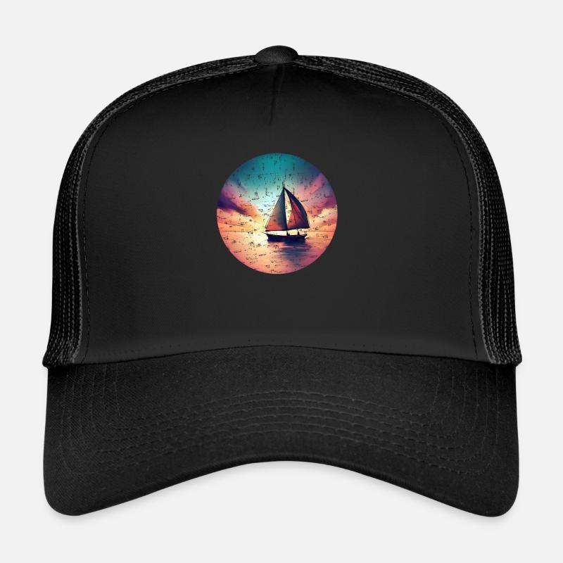 Le voilier navigue dans le sunset grunge Casquette trucker 