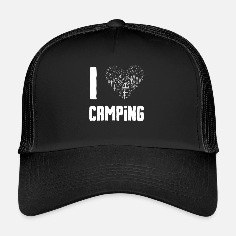 i love camping - Trucker Cap - black/black
