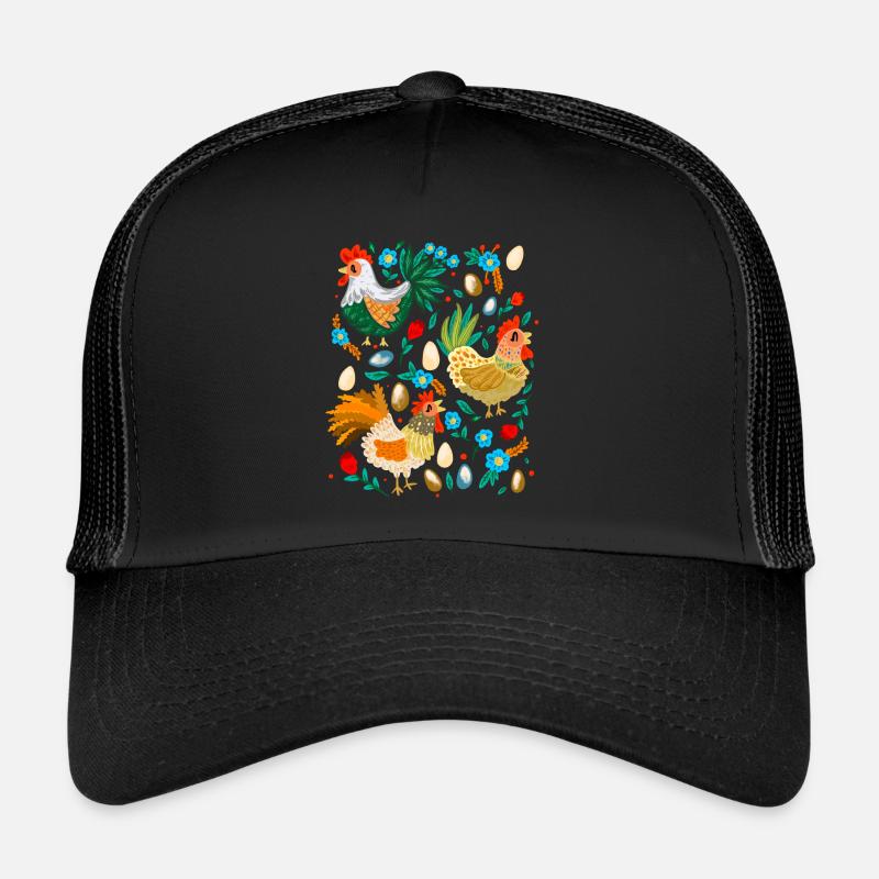 Poulets heureux colorés Amateurs de poulet Elevage de poulets Casquette trucker 