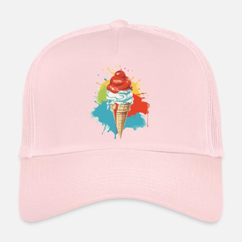 Italienisches Vanille-Erdbeer-Eis Trucker Cap