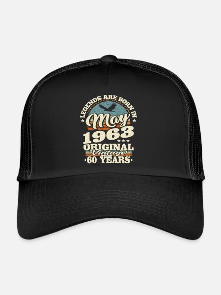 Legends are born in may 1963 - 60 years old - Trucker Cap - black/black - Front