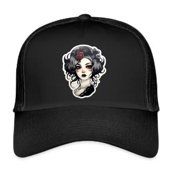 Goth Girl Gothic Red Flower Horror Evil Eye - Casquette trucker  - noir/noir - Devant