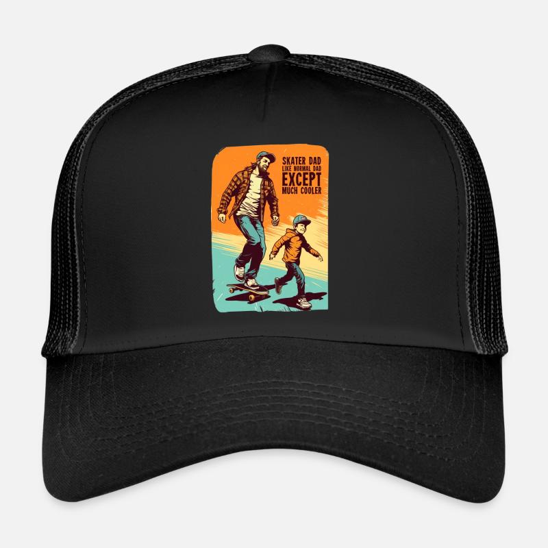Vater und Sohn Skateboard Geschenk - Trucker Cap - Schwarz/Schwarz