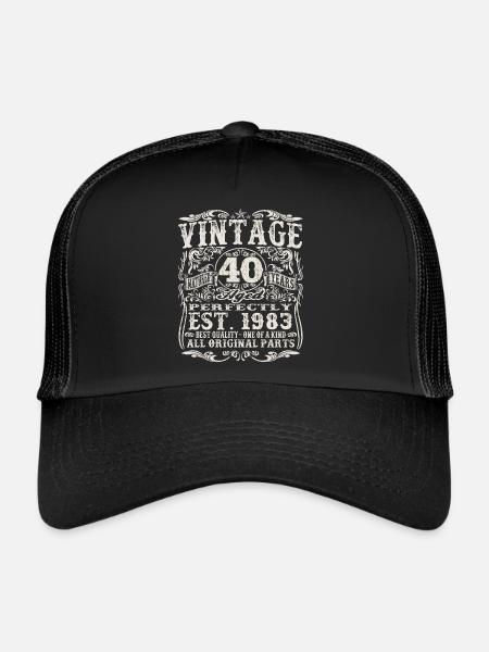 born in 1983 - 40 years old - Trucker Cap - black/black - Front