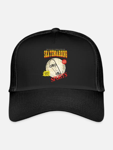 Skateboarding Skate Skater Skateboard Sk8 Vintage - Casquette trucker  - noir/noir - Devant