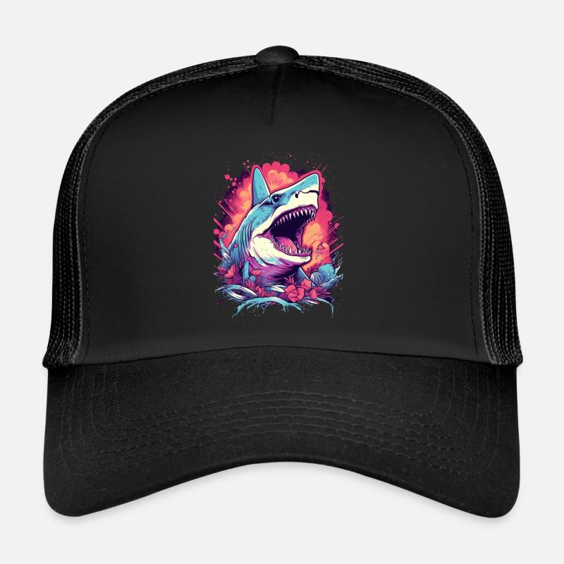 Shark Flower Oceanographer Diver Gift Trucker Cap