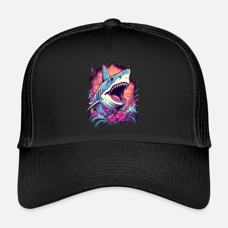 Shark Flower Oceanographer Diver Gift Trucker Cap