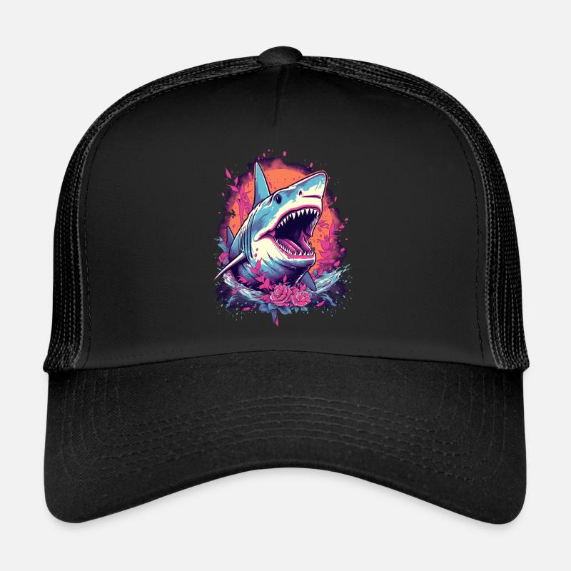 Shark Flower Oceanographer Diver Gift Trucker Cap