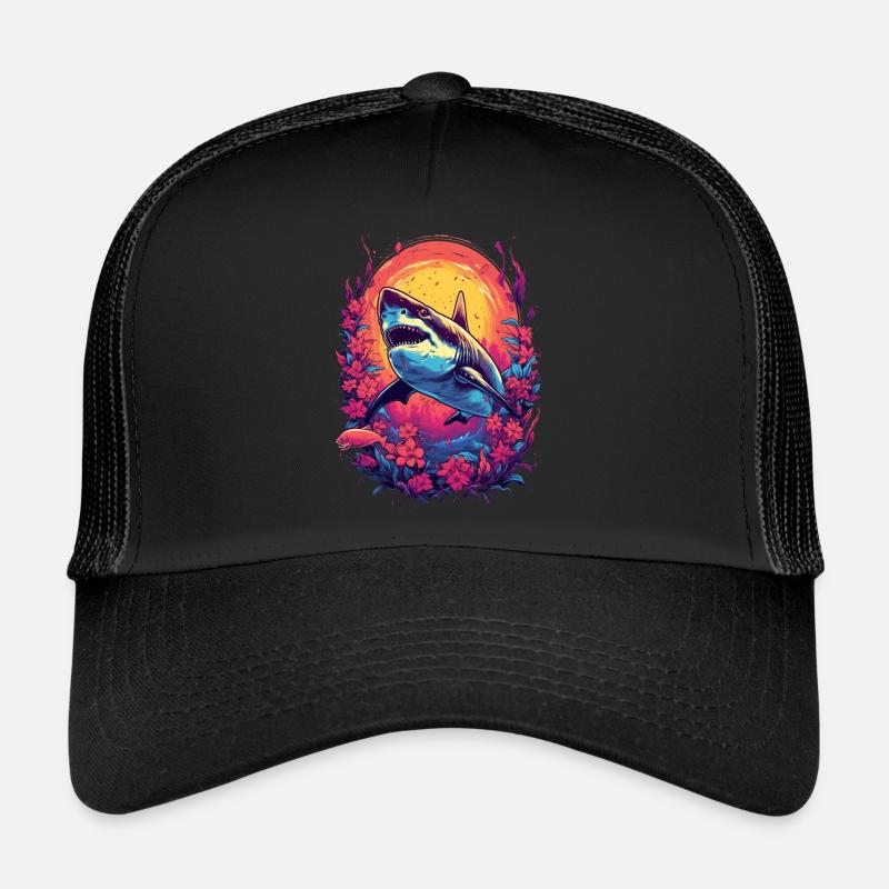 Shark Flower Oceanographer Diver Gift Trucker Cap