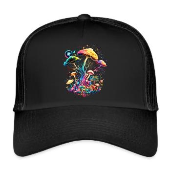 magic mushrooms, mushrooms, magic mushrooms, psychedelic - Trucker Cap - black/black - Front