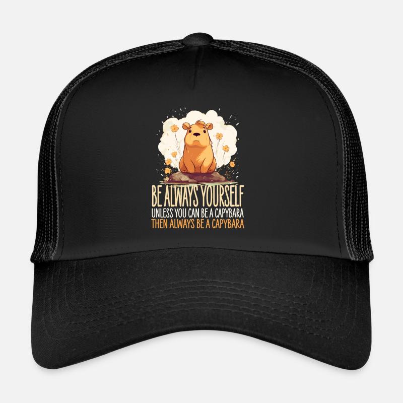 Capybara Immer Du Selbst - Trucker Cap - Schwarz/Schwarz