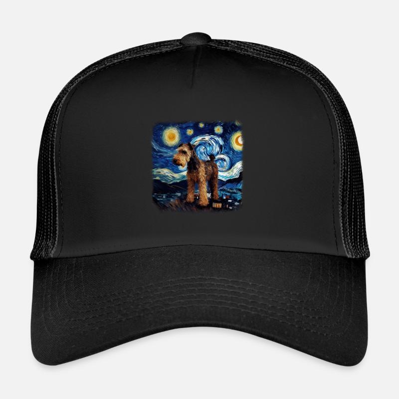 Airedale Terrier Van gogh starry night Trucker Cap