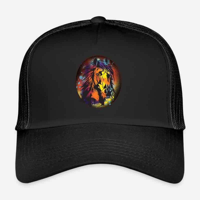 Pferd, Reiten, Dressur, Geschenk, Farbenfroh - Trucker Cap - Schwarz/Schwarz