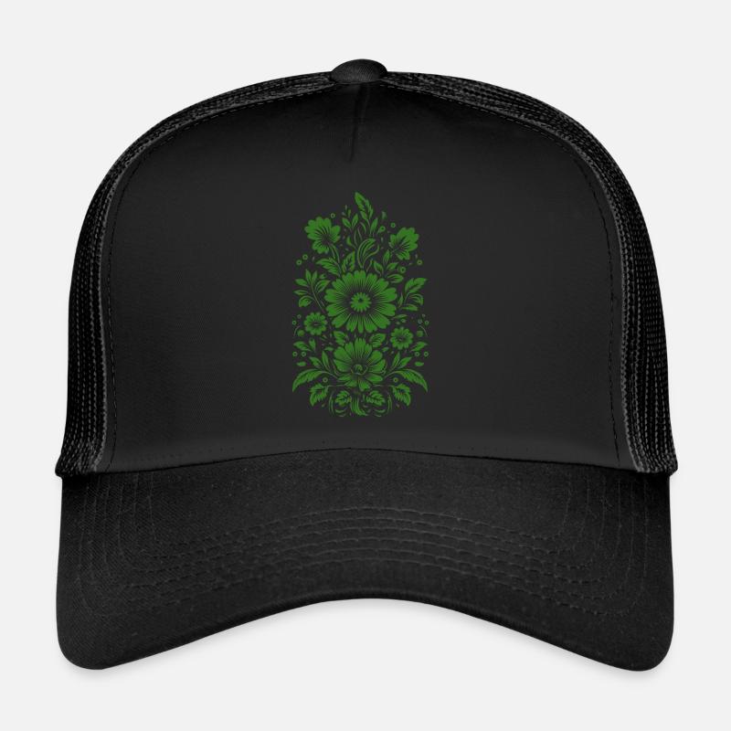 Beau motif floral vert Casquette trucker 