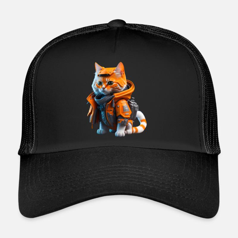 Die Weltraum Katze - Trucker Cap - Schwarz/Schwarz
