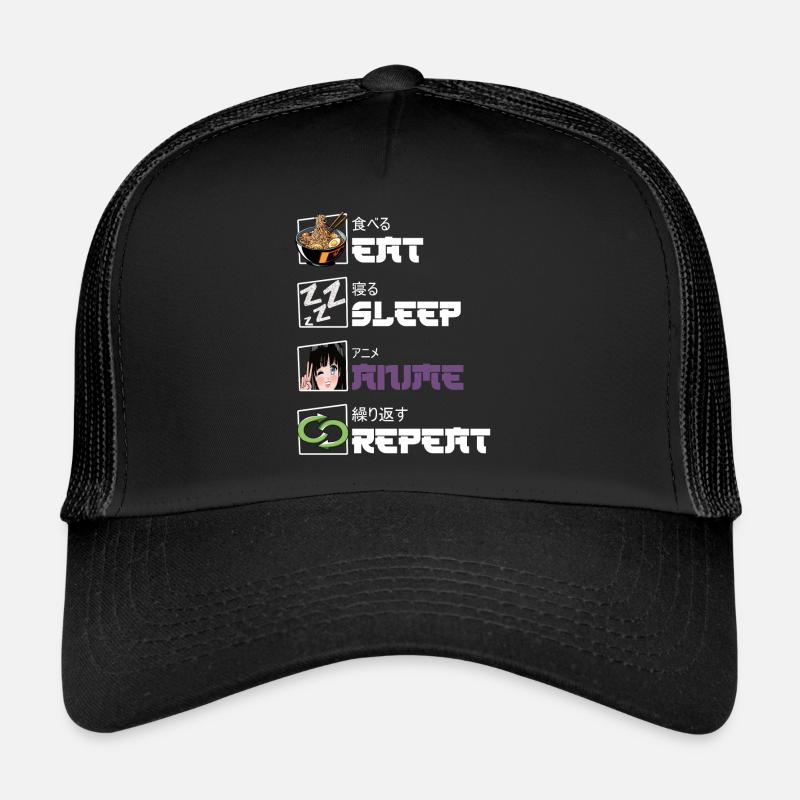 Manger Sommeil Anime Répéter Casquette trucker 