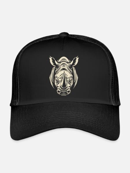 Rhino Africa Animal Motif Wildlife Animal Safari - Trucker Cap - black/black - Front