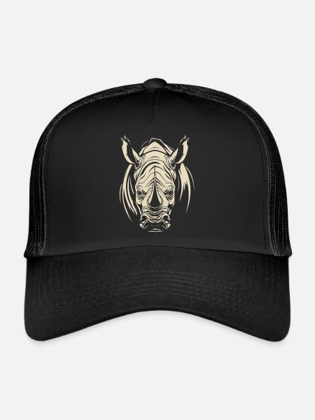 Rhino Africa Animal Motif Wildlife Animal Safari - Trucker Cap - black/black - Front