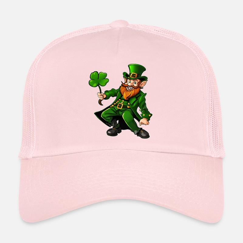 Saint Patrick's Day leprechaun with shamrock Trucker Cap