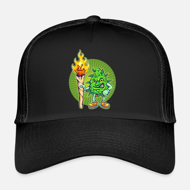 Cannabis Marijuana Weed Smoking Trucker Cap