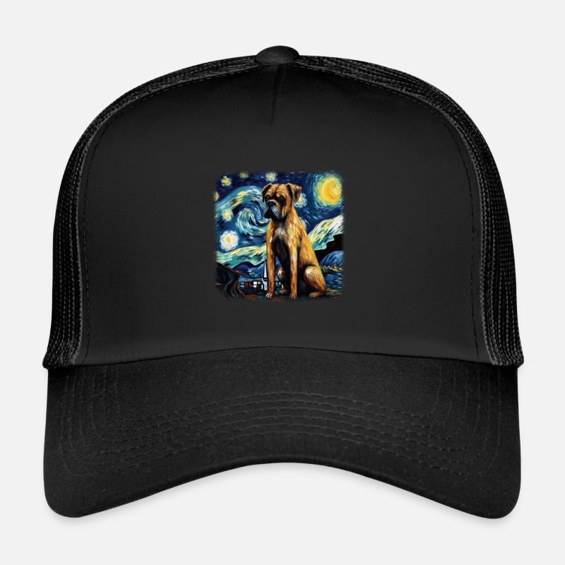 Boxer Van gogh starry night Trucker Cap