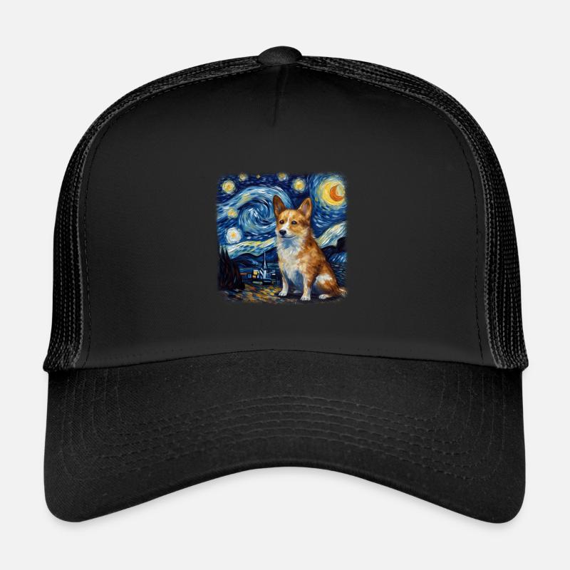 Nuit étoilée galloise Corgi Van Gogh Casquette trucker 