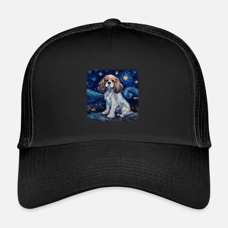 Chavalier King Charles Spaniel Van gogh starry Trucker Cap