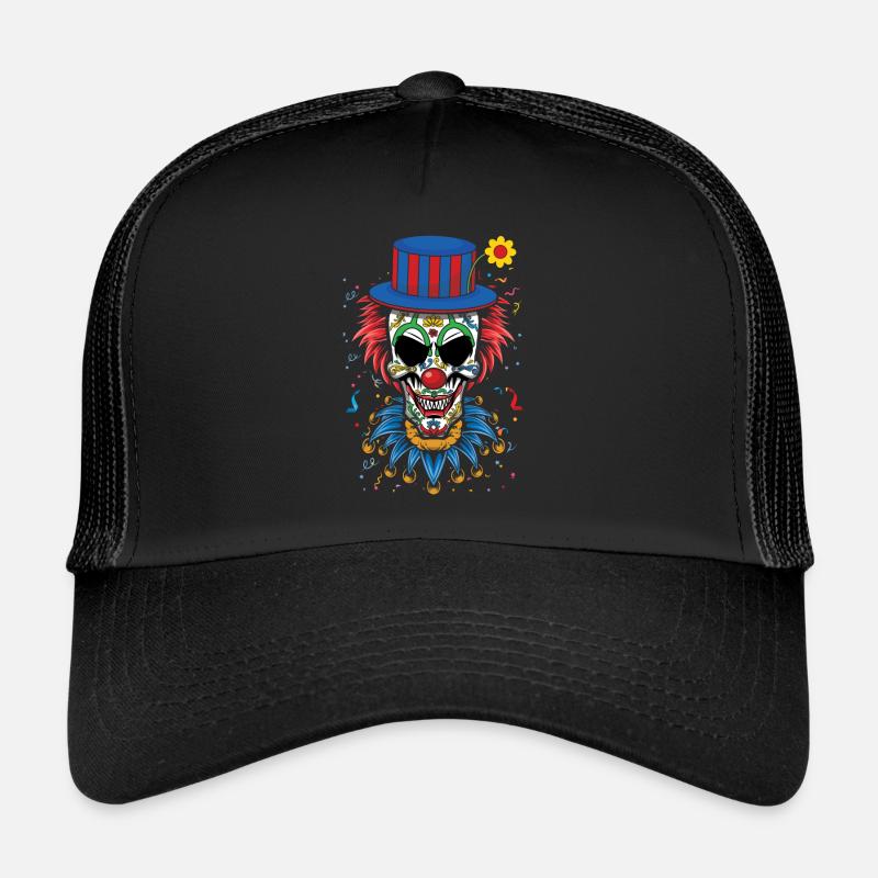 Dia de los Muertos Clown effrayant Carnaval Confettis Casquette trucker 
